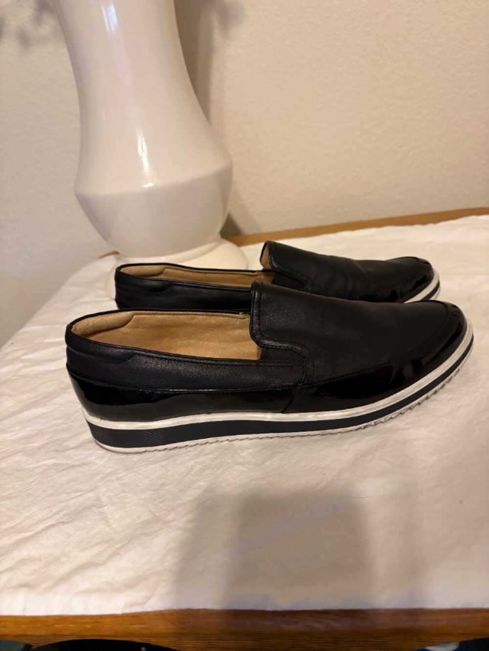 Black with white Trim Naturalizer Loafers - Picture 2 of 2